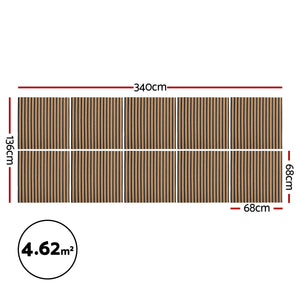 Artiss 10PCS Peel and Stick Wall Panels Tiles 68X68CM Self Adhesive for Home Office Studio Brown