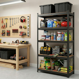 Garage Shelving 1.6x0.8m | Heavy Duty Storage Rack | Black