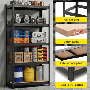 Garage Shelving 1.6x0.8m | Heavy Duty Storage Rack | Black