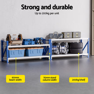 Garage Shelving Rack Set | 2x 0.9m Heavy Duty Workbench Units