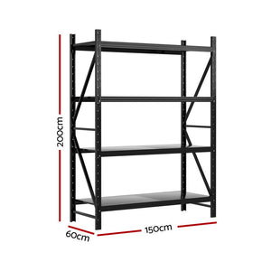 2m x 1.5m Garage Shelving | Warehouse Rack | Black
