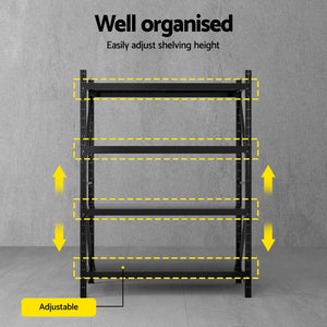 2m x 1.5m Garage Shelving | Warehouse Rack | Black
