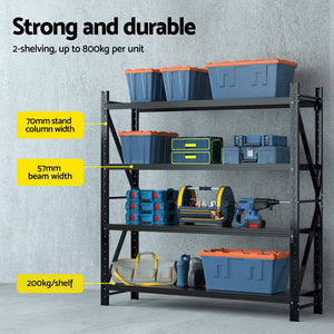 4M x 2M Garage Shelving | Warehouse Storage Rack | Black