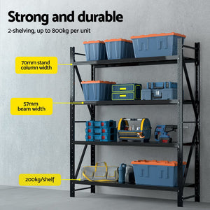 4M x 2.4M Garage Shelving | Warehouse Storage Rack | Black