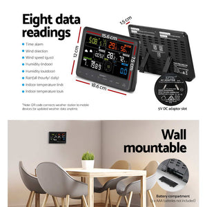 Devanti Wireless WiFi Professional Weather Station | Solar Sensor | LCD | UV Light