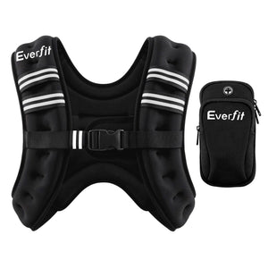 Everfit 10kg Weighted Vest Men Women, Reflective Running Vest with Armband Pouch