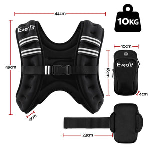 Everfit 10kg Weighted Vest Men Women, Reflective Running Vest with Armband Pouch
