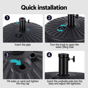 Umbrella Base Weight | Round Plastic | Pole Holder 30–48mm | Beach
