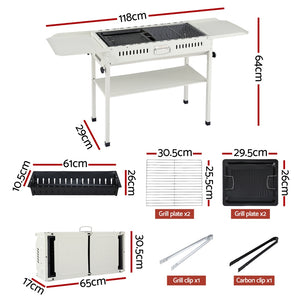 Portable BBQ Grill Set | Stainless Steel Racks + Pans | Outdoor Cooking