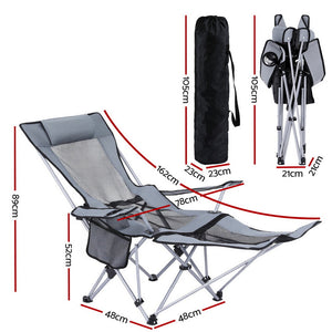 Camping Chair | Adjustable Recline | Portable Folding Outdoor Chair | Grey