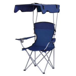 Folding Chair with Canopy | Portable Camping Seat | 120kg Capacity | Navy Blue