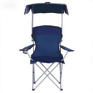 Folding Chair with Canopy | Portable Camping Seat | 120kg Capacity | Navy Blue