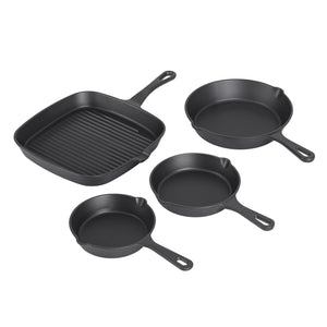 5-Star Chef Cast Iron Fry Pan Skillet Cookware Set Induction Black 14/16/20/24cm
