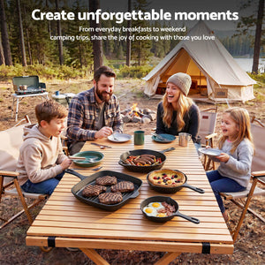 Cast Iron Fry Pan Set | 4 Piece Skillet Cookware | Induction Compatible