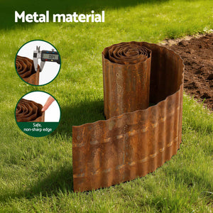 Metal Garden Edging | 10ft Flexible Corrugated Steel Border | Rust