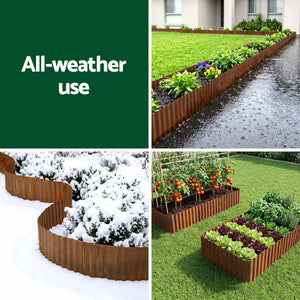 Metal Garden Edging | 10ft Flexible Corrugated Steel Border | Rust