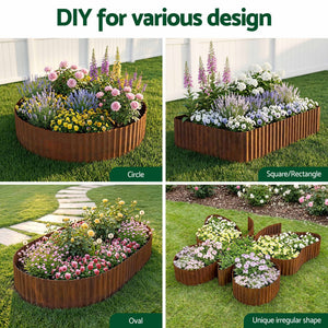 Metal Garden Edging | 10ft Flexible Corrugated Steel Border | Rust