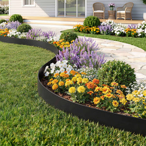 Plastic Garden Edging | 33ft Flexible Lawn Border | 30 Pack | Black