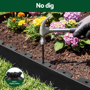 Plastic Garden Edging | 33ft Flexible Lawn Border | 30 Pack | Black