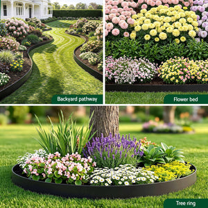 Plastic Garden Edging | 33ft Flexible Lawn Border | 30 Pack | Black