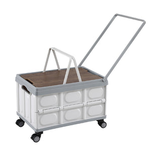 Collapsible Storage Box | 54L | Stackable | Wheels | Plywood Lid | Beige