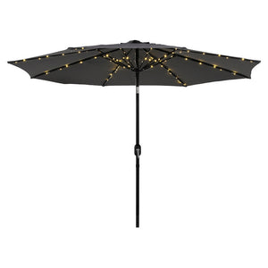 Market Umbrella | 2.9m | Tilt Feature | String Lights | Charcoal (Set B)