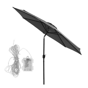 Market Umbrella | 2.9m | Tilt Feature | String Lights | Charcoal (Set B)