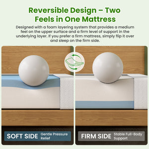25cm Single Reversible Gel Memory Foam Mattress BedStory Medium & Firm