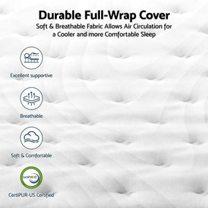 RoomSense Double Mattress , 30cm Medium Firm Hybrid Mattress with Latex Lumbar Support for Back Pain Relief , Pocket Spring Mattress Double Size in a Box