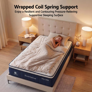 RoomSense Queen Mattress , 30cm Medium Firm Hybrid Mattress with Latex Lumbar Support for Back Pain Relief , Pocket Spring Mattress Queen Size in a Box