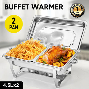 Stainless Steel Chafing Dish Set | 4.5L x 2 | Buffet Food Warmer