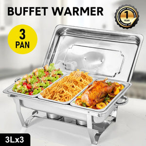 Stainless Steel Chafing Dish Set | 3L x 3 | Buffet Food Warmer