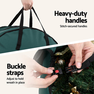 Christmas Wreath Storage Bag | 2-Tier Ornament Holder | Fits 60cm Wreath | Xmas Organiser