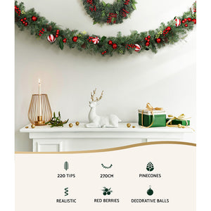 Christmas Garland | 2.7M | with Decorations | Xmas Wedding Party