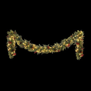 3m Pre-Lit Christmas Garland | LED Lights | Pine Cones | Green Xmas Decoration