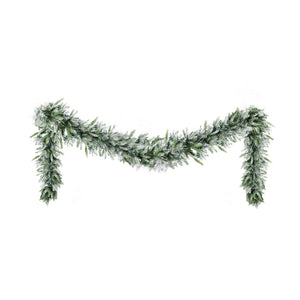 Christmas Garland 3m | Pre-Lit LED Lights | Snow Frosted Tips | Green Xmas Decoration
