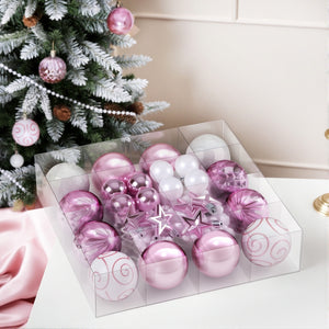 Christmas Tree Decoration Set | 33pcs Baubles & Ornaments | Pink Party & Holiday Decor