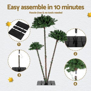 Christmas Palm Tree 3-in-1 | LED Light-Up Xmas Decoration | 1.2m, 1.5m & 1.8m Heights