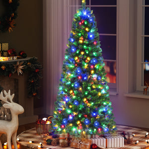 Pre-Lit Christmas Tree 1.8m | 8 Light Modes | Multi-Colour LED | 200 Lights
