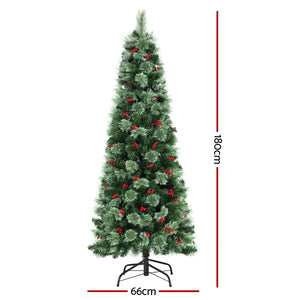 Christmas Tree 1.8m | LED Party Tree | Red Berry Decoration | Holiday Display