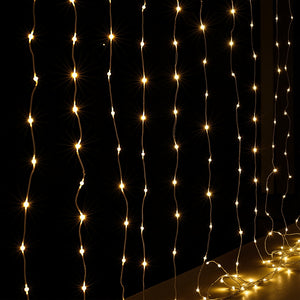 Christmas Curtain Lights 3m x 3m | 300 LED Warm White String Lighting
