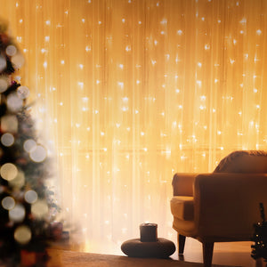 Christmas Curtain Lights 3m x 3m | 300 LED Warm White String Lighting