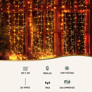 Christmas Curtain Lights | 3x6M | 960 LED | RGB Remote Control