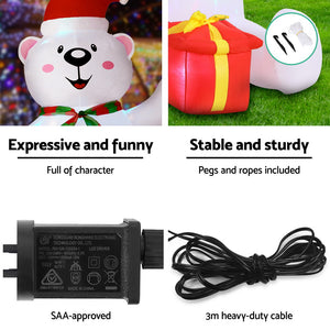 Inflatable Christmas Bear 1.8m | LED Light-Up Outdoor Decoration