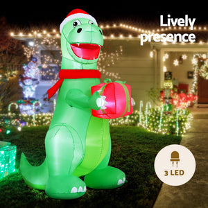 Inflatable Christmas Dinosaur 1.8m | LED Light-Up Outdoor Decoration