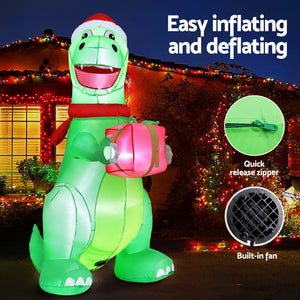 Inflatable Christmas Dinosaur 1.8m | LED Light-Up Outdoor Decoration