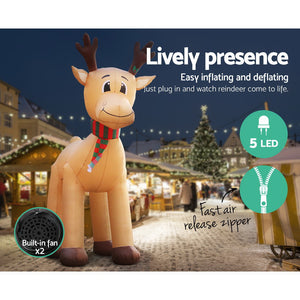 Christmas Inflatable Reindeer | 5M | Illuminated Decorations