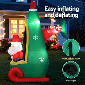 Christmas Inflatable Santa in Helicopter 2.55m | LED Illuminated Outdoor Xmas Decoration
