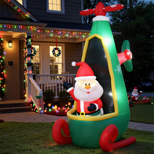 Christmas Inflatable Santa in Helicopter 2.55m | LED Illuminated Outdoor Xmas Decoration