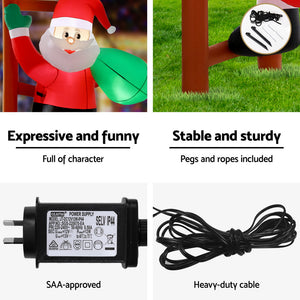 Christmas Inflatable Santa Climbing Ladder 2.45m | LED Illuminated Outdoor Decoration